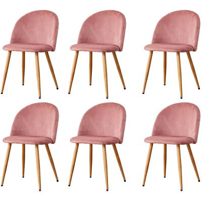 Wokaka Lot De 6 Chaise De Salle À Manger En Velours Chaise De Salon Coussins Doux En Velours Assise (rose) - Publicité Wokaka Lot De 6 Chaise De Salle À Manger En Velours Chaise De Salon Coussins Doux En Velours Assise (rose) - Publicité