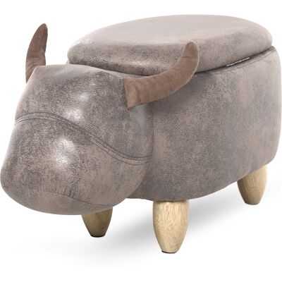 ARRIGONI Tabouret Vache - Pouf Vachette - Pouf Taureau Coffre De Rangement 2 En 1 - Pieds Bois D'Hévéa Revêtement Synthétique Aspect Daim Vieilli Marron - Publicité ARRIGONI Tabouret Vache - Pouf Vachette - Pouf Taureau Coffre De Rangement 2 En 1 - Pieds Bois D'Hévéa Revêtement Synthétique Aspect Daim Vieilli Marron - Publicité