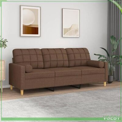OEM Canapé 3 Places - 3200793 - Tissu Marron 100% Polyester - Cadre Métal Robuste - 2 Coussins Décoratifs - Publicité OEM Canapé 3 Places - 3200793 - Tissu Marron 100% Polyester - Cadre Métal Robuste - 2 Coussins Décoratifs - Publicité