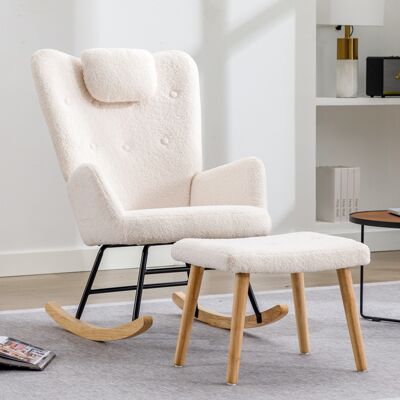 ACKERMAN (=wf308623aaw) Fauteuil À Bascule Blanc Confortable, Doux Et Moelleux, Avec Coussin Cervical Et Repose-pieds - Capacité De Charge Jusqu'à 100 Kg - Publicité ACKERMAN (=wf308623aaw) Fauteuil À Bascule Blanc Confortable, Doux Et Moelleux, Avec Coussin Cervical Et Repose-pieds - Capacité De Charge Jusqu'à 100 Kg - Publicité