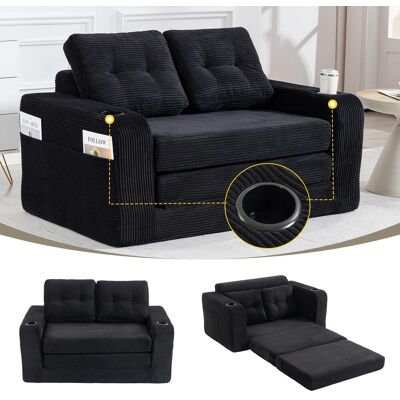 OEM Canapé Deux Places En Velours Côtelé Avec Porte-gobelets Et Poches Latérales, Pouf Double Convertible, Canapé Deux Places Sans Cadre Avec Coussins Et Dossier Matelassés, Grand Pouf, Convient Pour - Publicité OEM Canapé Deux Places En Velours Côtelé Avec Porte-gobelets Et Poches Latérales, Pouf Double Convertible, Canapé Deux Places Sans Cadre Avec Coussins Et Dossier Matelassés, Grand Pouf, Convient Pour - Publicité