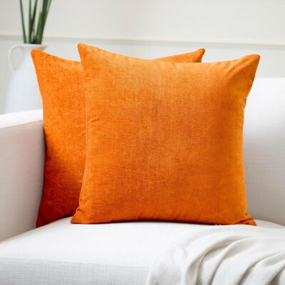 LBJFYHJN Housse De Coussin - Lot De 2 - Chenille - Carrée 40x40 Cm - Orange - Intérieur - Publicité LBJFYHJN Housse De Coussin - Lot De 2 - Chenille - Carrée 40x40 Cm - Orange - Intérieur - Publicité