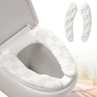 OEM 1 Paire Housse De Siège De Toilette Épaisse Et Chaude En Peluche – Coussin Lavable Et Réutilisable Avec Motif À Carreaux (blanc) - Publicité OEM 1 Paire Housse De Siège De Toilette Épaisse Et Chaude En Peluche – Coussin Lavable Et Réutilisable Avec Motif À Carreaux (blanc) - Publicité