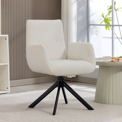 ALLAUVE Fauteuil Pivotant Design Moderne, Blanc Crème, Capacité 120 Kg, Assise Rembourrée Confortable - Publicité ALLAUVE Fauteuil Pivotant Design Moderne, Blanc Crème, Capacité 120 Kg, Assise Rembourrée Confortable - Publicité