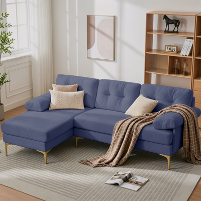 LEMONBEST Canapé D'Angle Forme L 187,5 Cm, Avec 3 Coussins, Fonction Relax Convertible, Tissu Chenille Gris, Pieds En Méta Pour Salon - Bleu - Publicité LEMONBEST Canapé D'Angle Forme L 187,5 Cm, Avec 3 Coussins, Fonction Relax Convertible, Tissu Chenille Gris, Pieds En Méta Pour Salon - Bleu - Publicité