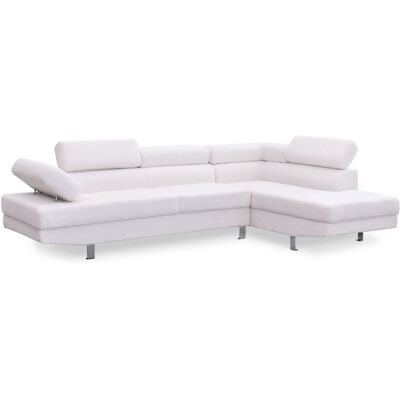 MENZZO Canapé D'Angle À Droite Avec Têtières Relevables Alfa Tissu Bouclette Crème - Publicité MENZZO Canapé D'Angle À Droite Avec Têtières Relevables Alfa Tissu Bouclette Crème - Publicité