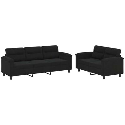 Maison Exclusive - Ensemble De Canapés 2 Pcs Avec Coussins Noir Tissu Microfibre - Publicité Maison Exclusive - Ensemble De Canapés 2 Pcs Avec Coussins Noir Tissu Microfibre - Publicité