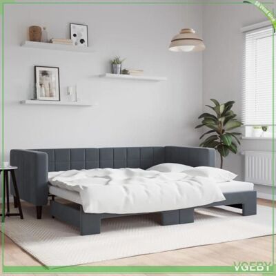 OEM Canapé-lit / Lit De Jour - Modèle 3196692 - Velours Gris Foncé - Couchage 90x200 Cm - Structure Bois & Métal - Publicité OEM Canapé-lit / Lit De Jour - Modèle 3196692 - Velours Gris Foncé - Couchage 90x200 Cm - Structure Bois & Métal - Publicité