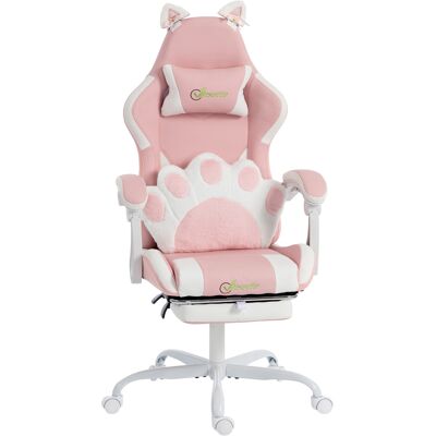VIVACASA Fauteuil Jeu Ergonomique Repose-pieds Inclinable Rose Confortable Assise Rembourrée - Publicité VIVACASA Fauteuil Jeu Ergonomique Repose-pieds Inclinable Rose Confortable Assise Rembourrée - Publicité