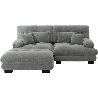 Acavallo Canapé D'Angle Pour Salon — Canapé 2 Places En Chenille Marron Clair — Comprend 2 Coussins Lombaires Et 2 Coussins Décoratifs — Canapé Capitonné Avec Larges Accoudoirs — Comprend Un Pouf Assorti - Publicité Acavallo Canapé D'Angle Pour Salon — Canapé 2 Places En Chenille Marron Clair — Comprend 2 Coussins Lombaires Et 2 Coussins Décoratifs — Canapé Capitonné Avec Larges Accoudoirs — Comprend Un Pouf Assorti - Publicité