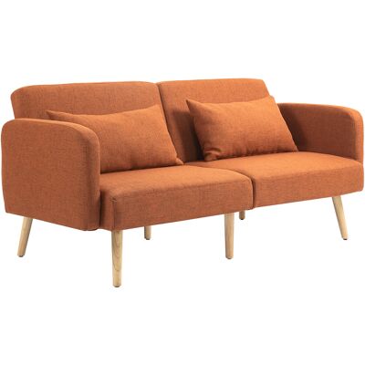OEM Canapé Convertible 3 Places Design Clic Clac Dossier Inclinable Et Accoudoirs Réglables Tissu Effet Lin Marron - Publicité OEM Canapé Convertible 3 Places Design Clic Clac Dossier Inclinable Et Accoudoirs Réglables Tissu Effet Lin Marron - Publicité