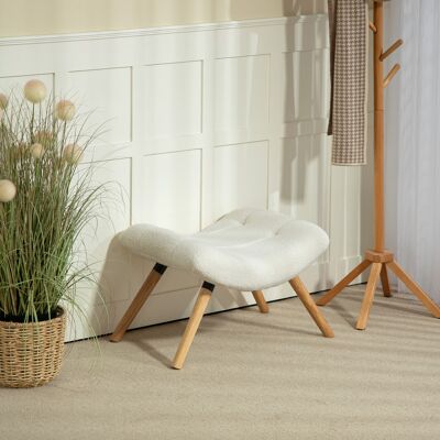 ACIRIHO Repose Pied Salon Ottoman Pouf Salon Tabouret De Canapé En Tissu Avec Pieds En Bois De Hêtre, Siège Rembourré, Crème - Publicité ACIRIHO Repose Pied Salon Ottoman Pouf Salon Tabouret De Canapé En Tissu Avec Pieds En Bois De Hêtre, Siège Rembourré, Crème - Publicité