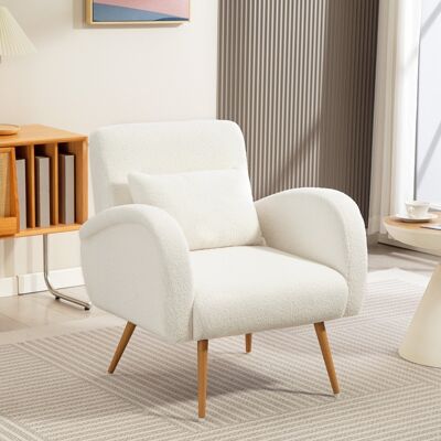 ALLAUVE Fauteuil De Lecture Blanc Crème, Coussin Lombaire Intégré, Housse Polaire Douce, Accoudoirs Rembourrés, Piètement Métallique, Chaise Lounge Confortable - Publicité ALLAUVE Fauteuil De Lecture Blanc Crème, Coussin Lombaire Intégré, Housse Polaire Douce, Accoudoirs Rembourrés, Piètement Métallique, Chaise Lounge Confortable - Publicité