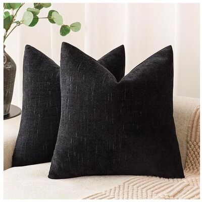 Vision Lot De 2 Housses De Coussin (40 X 40 Cm) – Housses De Coussin Décoratives En Chenille Douce – Housses Lombaires Unies Pour Canapé, Salon, Lit Et Décoration D'Intérieur (noir) - Publicité Vision Lot De 2 Housses De Coussin (40 X 40 Cm) – Housses De Coussin Décoratives En Chenille Douce – Housses Lombaires Unies Pour Canapé, Salon, Lit Et Décoration D'Intérieur (noir) - Publicité