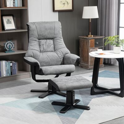 ALLAUVE Fauteuil Inclinable Pivotant Gris Microfibre Avec Repose-pieds, 78x82,5x109 Cm, Parfait Pour Salon Et Relaxation - Publicité ALLAUVE Fauteuil Inclinable Pivotant Gris Microfibre Avec Repose-pieds, 78x82,5x109 Cm, Parfait Pour Salon Et Relaxation - Publicité
