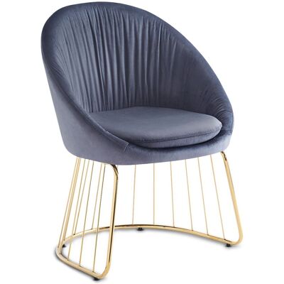 MENZZO Chaise Design Avec Dossier Arrondi Effet Drapé Pralion Pied Or Et Velours Gris - Publicité MENZZO Chaise Design Avec Dossier Arrondi Effet Drapé Pralion Pied Or Et Velours Gris - Publicité