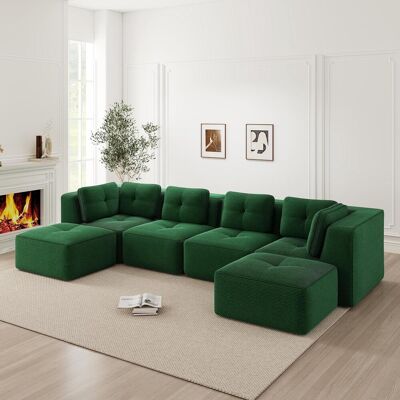 OEM Canapé D'Angle Modulable Sans Structure, Canapé En U Avec Pouf, Canapé-lit Profond, Antidérapant, Livré Monté, Vert - Publicité OEM Canapé D'Angle Modulable Sans Structure, Canapé En U Avec Pouf, Canapé-lit Profond, Antidérapant, Livré Monté, Vert - Publicité