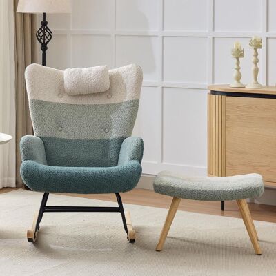 OEM Fauteuil À Bascule Bouclé, Fauteuil À Bascule À Rayures Patchwork Colorées, Pieds En Bois D'Hévéa, Structure En Fer Injecté, Fauteuil De Salon, Fauteuil De Chambre Avec Repose-pieds - Publicité OEM Fauteuil À Bascule Bouclé, Fauteuil À Bascule À Rayures Patchwork Colorées, Pieds En Bois D'Hévéa, Structure En Fer Injecté, Fauteuil De Salon, Fauteuil De Chambre Avec Repose-pieds - Publicité
