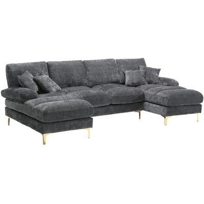 ALMASTORE (ancien Sku:w1880s00028) Grand Canapé Sectionnel Moderne En U En Chenille Avec Deux Méridiennes, Pour Salon, Chambre, Bureau, Appartement, Villa, Maison Près De La Cheminée - Publicité ALMASTORE (ancien Sku:w1880s00028) Grand Canapé Sectionnel Moderne En U En Chenille Avec Deux Méridiennes, Pour Salon, Chambre, Bureau, Appartement, Villa, Maison Près De La Cheminée - Publicité