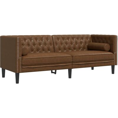 DESIGN IN Canapé Sofa Chesterfield Avec Traversins 3 Places Similicuir Daim - Publicité DESIGN IN Canapé Sofa Chesterfield Avec Traversins 3 Places Similicuir Daim - Publicité