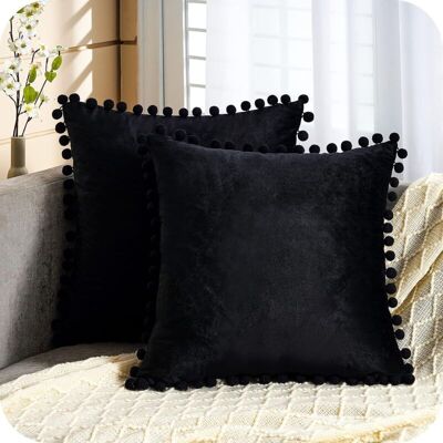 OEM Lot De 2 Housse De Coussin Canapé 45x45 Velours Super -doux Avec Pompons Jolis Scandinaves Bohème Décoration De Coussin Salon Chambre Maison-dou - Publicité OEM Lot De 2 Housse De Coussin Canapé 45x45 Velours Super -doux Avec Pompons Jolis Scandinaves Bohème Décoration De Coussin Salon Chambre Maison-dou - Publicité
