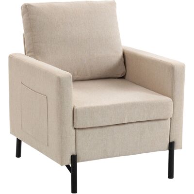 HEAT Fauteuil Lounge, Canapé Une Place Rembourré Avec Accoudoirs, Assise Large Et Pieds En Acier, 73 X 77 X 87 Cm, Beige - Publicité HEAT Fauteuil Lounge, Canapé Une Place Rembourré Avec Accoudoirs, Assise Large Et Pieds En Acier, 73 X 77 X 87 Cm, Beige - Publicité