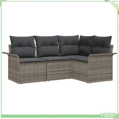 OEM Canapé De Jardin - Fafeicy - Modulaire - Polyrotin Gris - Rangement Intégré - 4 Places - Publicité OEM Canapé De Jardin - Fafeicy - Modulaire - Polyrotin Gris - Rangement Intégré - 4 Places - Publicité
