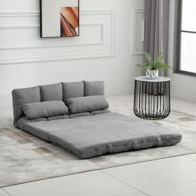 OEM Homcom Chauffeuse Matelas D'Appoint Pliant - Fauteuil Convertible, Dossier Réglable, 2 Coussins Inclus, Polyester Aspect Suédé, Gris - Publicité OEM Homcom Chauffeuse Matelas D'Appoint Pliant - Fauteuil Convertible, Dossier Réglable, 2 Coussins Inclus, Polyester Aspect Suédé, Gris - Publicité
