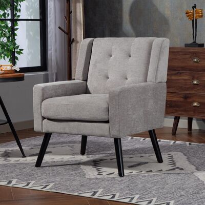 OEM Fauteuil Capitonné En Daim À Boutons – Fauteuil Moderne Du Milieu Du Siècle Avec Coussin En Mousse Haute Densité Et Pieds En Bois Massif, Idéal Pour Les Petits Espaces : Salon, Chambre, Bureau - Publicité OEM Fauteuil Capitonné En Daim À Boutons – Fauteuil Moderne Du Milieu Du Siècle Avec Coussin En Mousse Haute Densité Et Pieds En Bois Massif, Idéal Pour Les Petits Espaces : Salon, Chambre, Bureau - Publicité