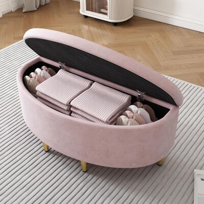 OEM Banc Capitonné Avec Coffre De Rangement En Velours, Repose-pieds À Pieds En Métal, Idéal Pour Entrée, Salon, Chambre, 90 X 40 X 42 Cm, Rose - Publicité OEM Banc Capitonné Avec Coffre De Rangement En Velours, Repose-pieds À Pieds En Métal, Idéal Pour Entrée, Salon, Chambre, 90 X 40 X 42 Cm, Rose - Publicité