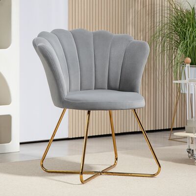 OEM Fauteuil Coquillage De Salon & Coiffeuse - Velours Rembourré, Pieds En Acier Robuste, Design Élégant, 69x64x80cm, Gris - Publicité OEM Fauteuil Coquillage De Salon & Coiffeuse - Velours Rembourré, Pieds En Acier Robuste, Design Élégant, 69x64x80cm, Gris - Publicité