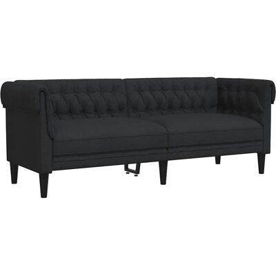 DESIGN IN Canapé Sofa Chesterfield 3 Places Noir Tissu - Publicité DESIGN IN Canapé Sofa Chesterfield 3 Places Noir Tissu - Publicité