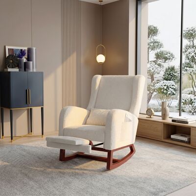 COMANLAI Fauteuil À Bascule Avec Repose-pieds, Fauteuil De Relaxation De Salon, Rocking Chair Avec Aspect Laine D'Agneau, Capacité De Charge Jusqu'à 150 Kg, Pour Salon, Chambre, 64 X 67 X 99 Cm (blanc) - Publicité COMANLAI Fauteuil À Bascule Avec Repose-pieds, Fauteuil De Relaxation De Salon, Rocking Chair Avec Aspect Laine D'Agneau, Capacité De Charge Jusqu'à 150 Kg, Pour Salon, Chambre, 64 X 67 X 99 Cm (blanc) - Publicité