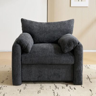SANS MARQUE Fauteuil Surdimensionné Chenille Gris,mousse Haute Résilience,avec Accoudoirs,cadre Bois Parfaite Pour Salon/chambre - Publicité SANS MARQUE Fauteuil Surdimensionné Chenille Gris,mousse Haute Résilience,avec Accoudoirs,cadre Bois Parfaite Pour Salon/chambre - Publicité