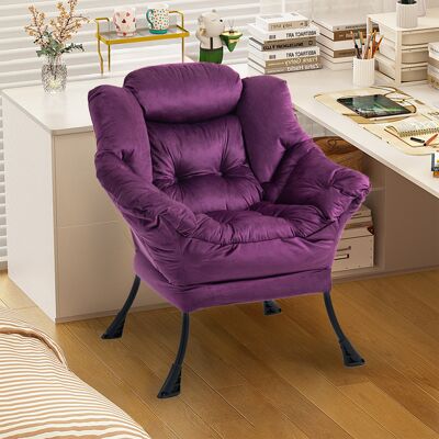 ACKERMAN Lazy Chair, Relaxing Chair With Metal Frame And A Side Pocket, Simple Style Comfy Chairs For Bedrooms Living Room Balcony - Publicité ACKERMAN Lazy Chair, Relaxing Chair With Metal Frame And A Side Pocket, Simple Style Comfy Chairs For Bedrooms Living Room Balcony - Publicité