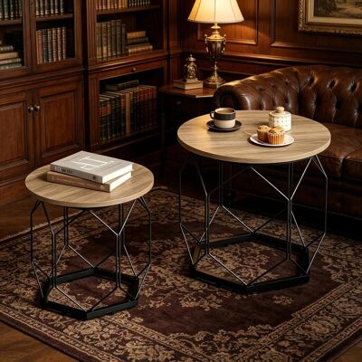 OEM 2pcs Couchtisch,auffallender Design Couchtische,runder Beistelltische Mit Abnehmbarer Tischplatte(nur Mit Couchtisch) - Publicité OEM 2pcs Couchtisch,auffallender Design Couchtische,runder Beistelltische Mit Abnehmbarer Tischplatte(nur Mit Couchtisch) - Publicité