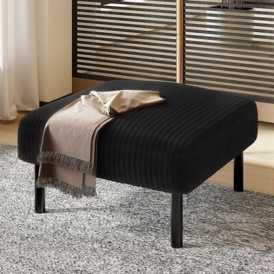 DEVOKO Tabouret En Tissu Côtelé Cadre Métallique Confort Velouté. Multi-usage Reposepied Et Table D'Appoint, Assemblage Rapide Sans Outils - Publicité DEVOKO Tabouret En Tissu Côtelé Cadre Métallique Confort Velouté. Multi-usage Reposepied Et Table D'Appoint, Assemblage Rapide Sans Outils - Publicité