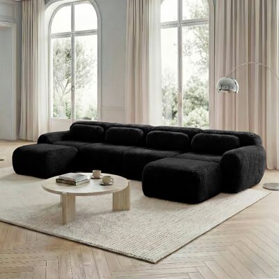 ACKERMAN Canapé D'Angle En L 4 Places, Combinaison Modulaire Multiple, Sans Montage, Tissu Pelucheux Premium, Avec Coussins. Design Méridienne, Mousse Haute Élasticité, Adapté Pour Salon, Chambre, Noir - Publicité ACKERMAN Canapé D'Angle En L 4 Places, Combinaison Modulaire Multiple, Sans Montage, Tissu Pelucheux Premium, Avec Coussins. Design Méridienne, Mousse Haute Élasticité, Adapté Pour Salon, Chambre, Noir - Publicité