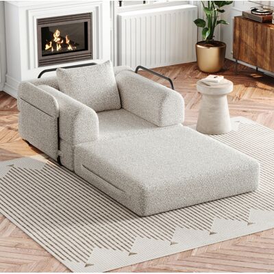 BEAOK Canapé Convertible 2 En 1 En Chenille Kaki, Fauteuil Modulaire 1 Place Avec Rangement Accoudoir - Publicité BEAOK Canapé Convertible 2 En 1 En Chenille Kaki, Fauteuil Modulaire 1 Place Avec Rangement Accoudoir - Publicité