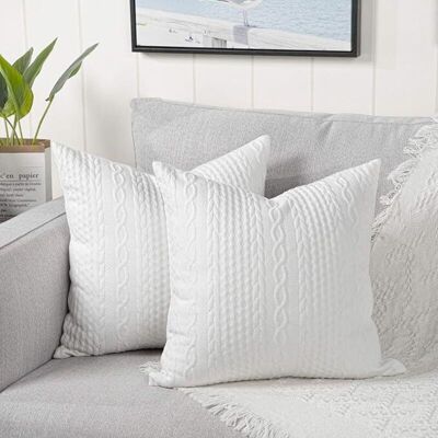 OEM Lot De 2 Housses De Coussin Ultra Douces Blanc 45x45cm, Motif Moderne En Relief, Parfaites Pour Canapé, Chambre Et Voiture - Publicité OEM Lot De 2 Housses De Coussin Ultra Douces Blanc 45x45cm, Motif Moderne En Relief, Parfaites Pour Canapé, Chambre Et Voiture - Publicité