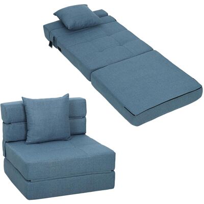 OEM Fauteuil Convertible Chauffeuse Canapé Éclairé 1 Place Avec 1 Coussin Amovible, Tissu Bleu Foncé - Publicité OEM Fauteuil Convertible Chauffeuse Canapé Éclairé 1 Place Avec 1 Coussin Amovible, Tissu Bleu Foncé - Publicité