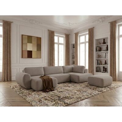 Bobochic - Canapé Panoramique Convertible Coffre Denise Tissu Texturé Avec Pouf Angle Gauche Taupe - Publicité Bobochic - Canapé Panoramique Convertible Coffre Denise Tissu Texturé Avec Pouf Angle Gauche Taupe - Publicité