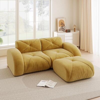 OEM Canapé Modulable, Canapé Moderne 2 Places Avec Pouf, Mousse Haute Densité 32d, Idéal Pour Le Salon, Tissu Chenille Doux Au Toucher Et Adapté Aux Animaux, Antidérapant, Jaune - Publicité OEM Canapé Modulable, Canapé Moderne 2 Places Avec Pouf, Mousse Haute Densité 32d, Idéal Pour Le Salon, Tissu Chenille Doux Au Toucher Et Adapté Aux Animaux, Antidérapant, Jaune - Publicité