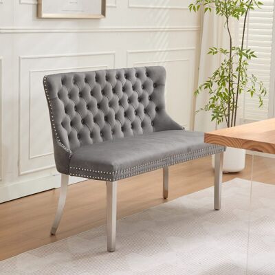 VIVACASA Banquette Salle À Manger 2 Places Velours Capitonné Dossier Oreilles Pieds Acier Argent Brossé Style Mid-century Gris De1702gy - Publicité VIVACASA Banquette Salle À Manger 2 Places Velours Capitonné Dossier Oreilles Pieds Acier Argent Brossé Style Mid-century Gris De1702gy - Publicité