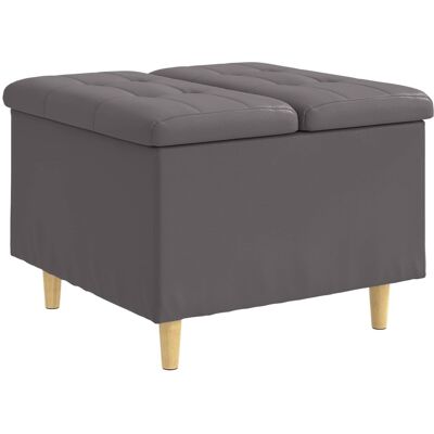 DESIGN IN Pouf De Rangement Avec Coussin Gris 60 X 60 X 45 Cm Simili Cuir - Publicité DESIGN IN Pouf De Rangement Avec Coussin Gris 60 X 60 X 45 Cm Simili Cuir - Publicité