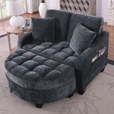 XISRENS Canapé Multifonctionnel, Canapé-lit 2 En 1, Pouf De Rangement, Tissu Respirant Et Doux Pour La Peau, Bois D'Eucalyptus Écologique, Idéal Pour Les Petits Salons, Bureaux Et Chambres, Noir - Publicité XISRENS Canapé Multifonctionnel, Canapé-lit 2 En 1, Pouf De Rangement, Tissu Respirant Et Doux Pour La Peau, Bois D'Eucalyptus Écologique, Idéal Pour Les Petits Salons, Bureaux Et Chambres, Noir - Publicité