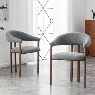 OEM Ensemble De 2 Fauteuils Tonneau, Chaise Moderne En Tissu Avec Pieds En Fer Et Fauteuils Confortables, Fauteuil Pour Maison De Campagne/salle À Manger/salon, Gris - Publicité OEM Ensemble De 2 Fauteuils Tonneau, Chaise Moderne En Tissu Avec Pieds En Fer Et Fauteuils Confortables, Fauteuil Pour Maison De Campagne/salle À Manger/salon, Gris - Publicité