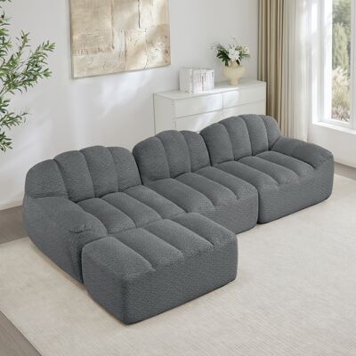 ACKERMAN Canapé Modulaire En L 3 Places Avec 1 Pouf, Canapé Sans Ossature En Mousse Haute Densité 32d, Assise Profonde, Idéal Pour Salon, Tissu Doux, Gris - Publicité ACKERMAN Canapé Modulaire En L 3 Places Avec 1 Pouf, Canapé Sans Ossature En Mousse Haute Densité 32d, Assise Profonde, Idéal Pour Salon, Tissu Doux, Gris - Publicité