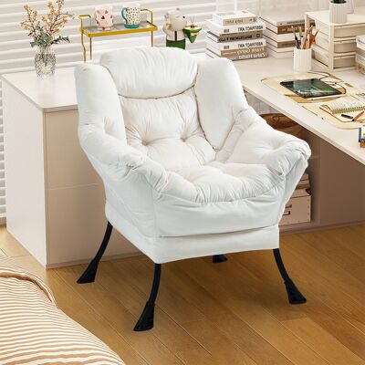ACKERMAN Lazy Chair, Relaxing Chair With Metal Frame And A Side Pocket, Simple Style Comfy Chairs For Bedrooms Living Room Balcony - Publicité ACKERMAN Lazy Chair, Relaxing Chair With Metal Frame And A Side Pocket, Simple Style Comfy Chairs For Bedrooms Living Room Balcony - Publicité