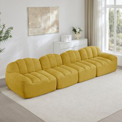 ACKERMAN Canapé Modulaire 4 Places, Forme De Coquillage, Canapé Sans Ossature En Mousse Haute Densité 32d, Assise Profonde, Idéal Pour Salon, Tissu Doux, Jaune - Publicité ACKERMAN Canapé Modulaire 4 Places, Forme De Coquillage, Canapé Sans Ossature En Mousse Haute Densité 32d, Assise Profonde, Idéal Pour Salon, Tissu Doux, Jaune - Publicité